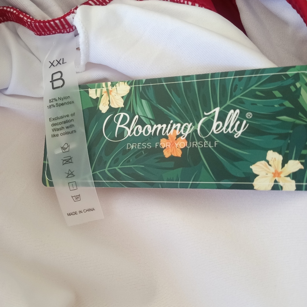 🆕 BLOOMING JELLY Scarlet Red Tummy Control Swim Dress | XXL NWT - Picture 8 of 8